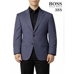 Hugo Boss BOSS Blazer 38S Blue Super 100 Wool Sport Coat Mens Tailored Modern